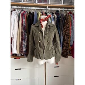 Y2K VIntage Delia’s Jacket Bomber Size Small Green Combat Coat